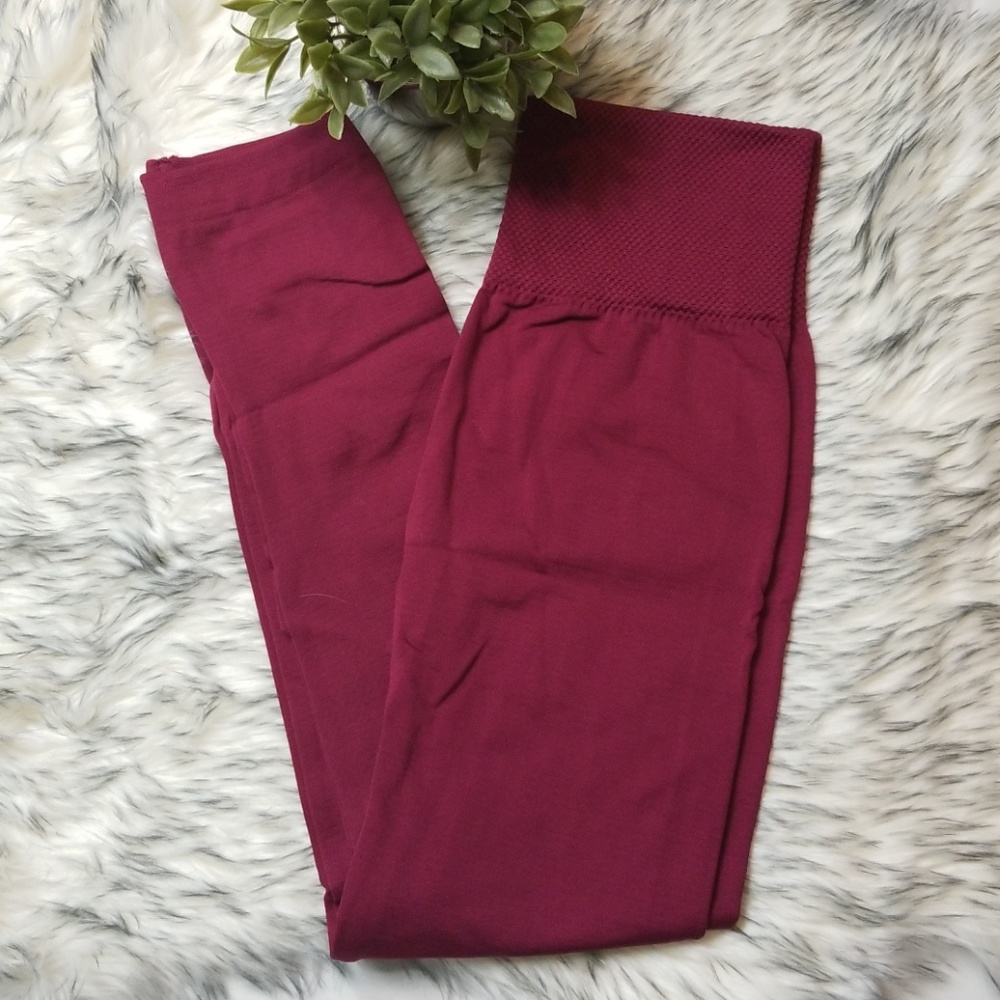 Burgundy Fleece Lined Leggings